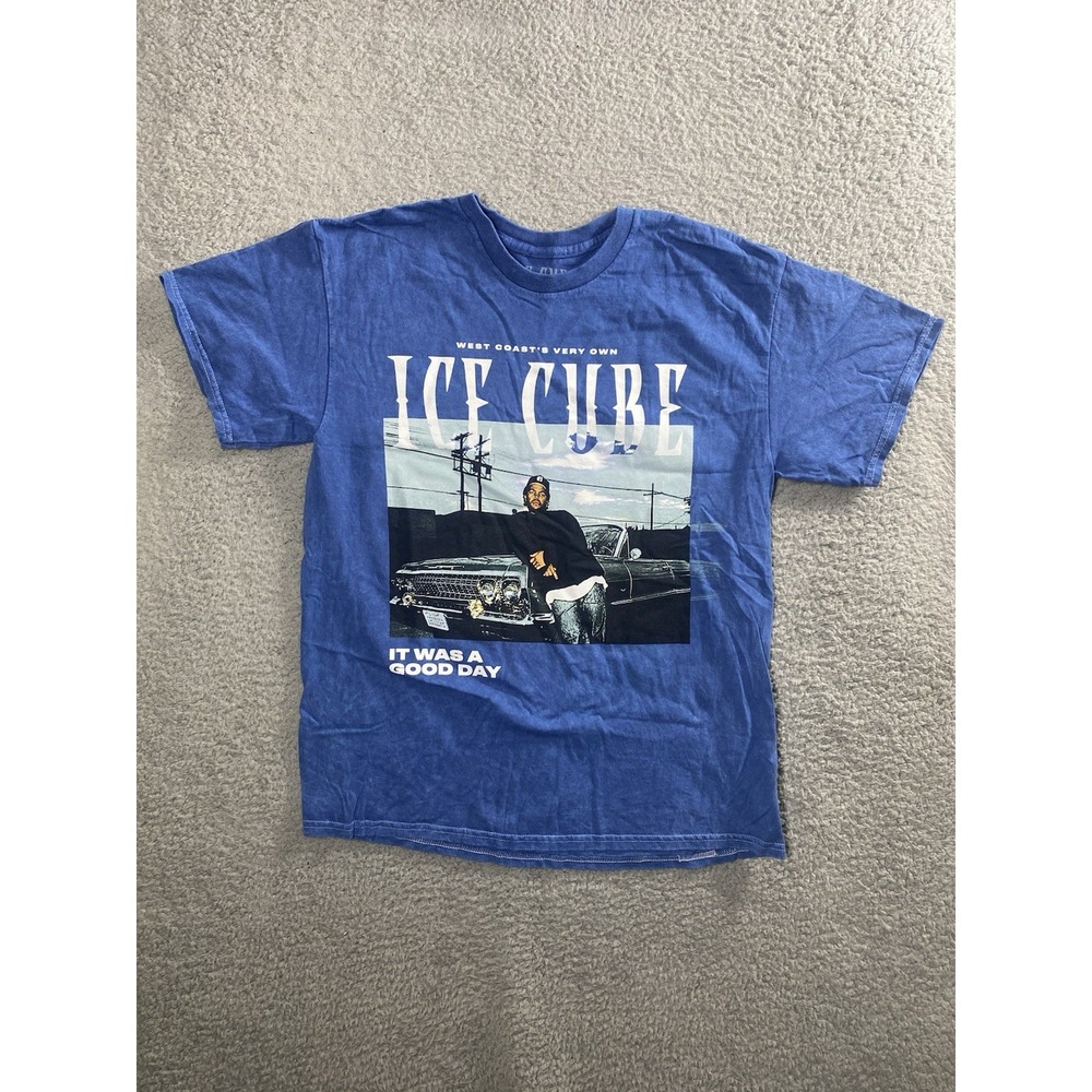 Ice Cube Mineral Wash It Was a Good Day Blue Tee Retro‎ Graphic Unisex Large